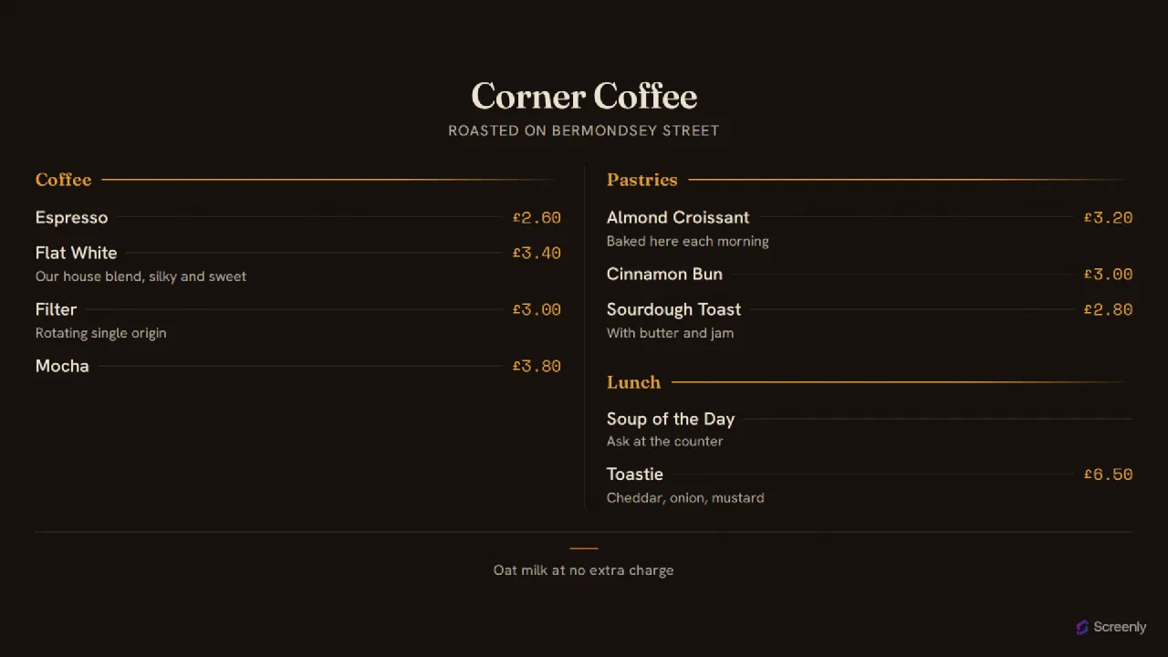 Menu Board